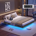 bettgestell 160 x 200 cm schwebender effekt lichtemittierende diode-beleuchtung gepolsterte seitenwaende 2 wechselstrom-steckdosen 2 usb-a-anschluesse 1 usb-c-anschluss bis 500 kg belastbar rmb165g101