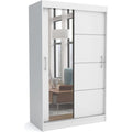 brent - kleiderschrank mit spiegel 100cm breit windsor tomy i schlafzimmerschrank mit 2 kleiderstange und einlegeboeden fuer kleidung i kleiderschrank weiss