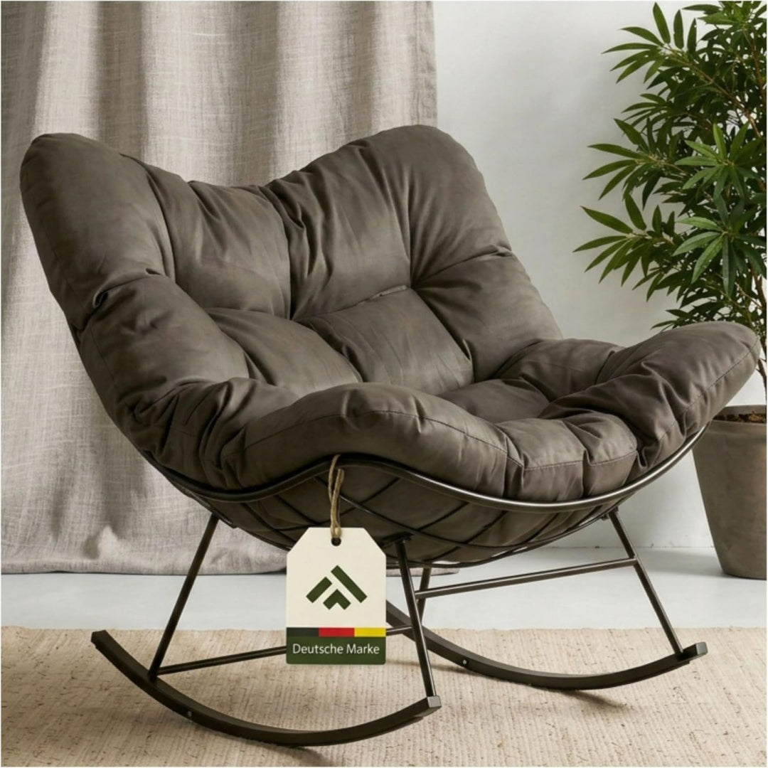 novaterra moderner schaukelstuhl mit grossem komfort kissen ergonomischer relax schaukelstuhl hochwertig gepolstert ideal fuer den garten lesen entspannen