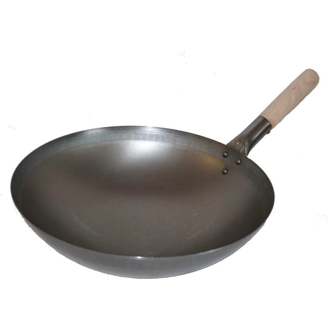 wok ca 36 cm durchmesser mit rundem boden fuer gas gastronomie wokpfanne