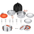 kingcamp camping geschirr multifunktionale robuste camping kochgeschirr mit toepfen pfanne und faltbarem besteck alles stapelbar ultraleicht ideal fuer campingkocher outdoor wandern und trekking