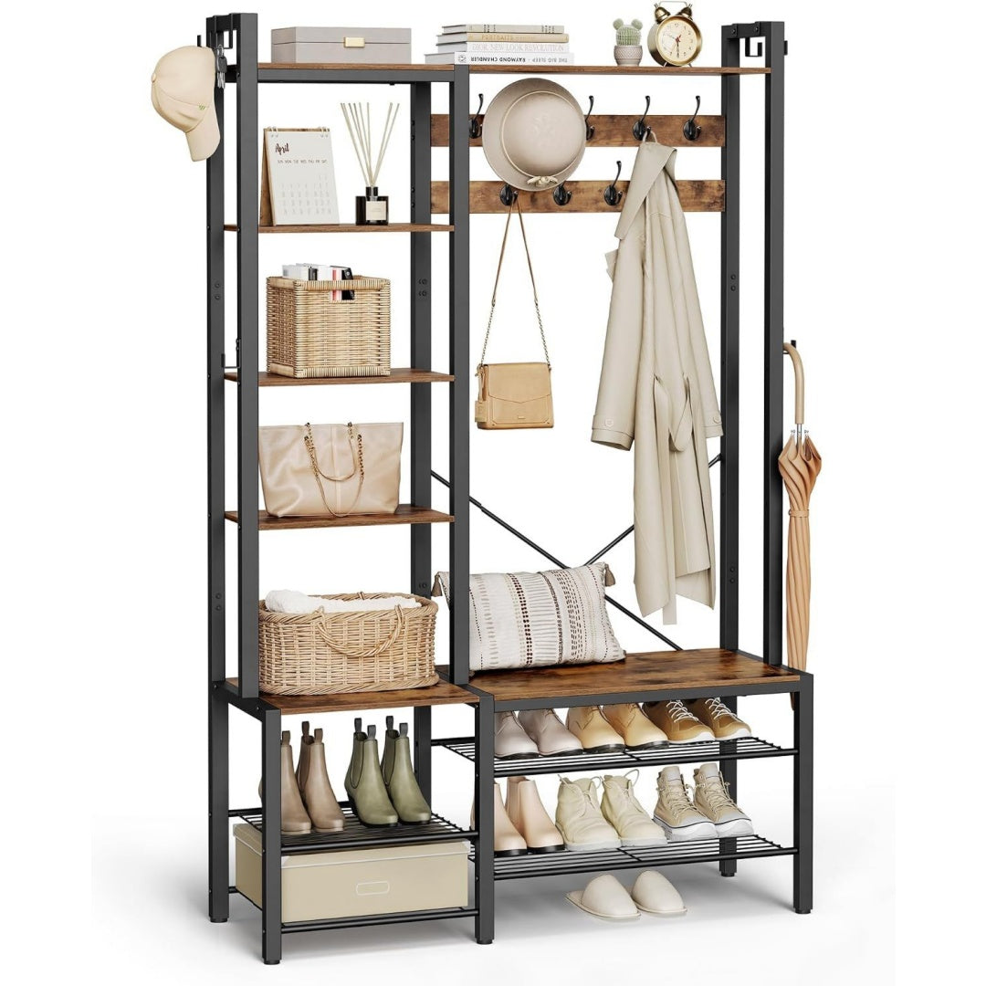 garderobenstaender mit bank und schuhregal 5 regale hsr426b01