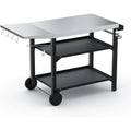 grillwagen 120cm mit edelstahl arbeitsplatte outdoor grilltisch 3-etagen fuer pizzaofen und gasgrill rollen und servierwagen mit gewuerzbox grill-tisch outdoor grill trolley