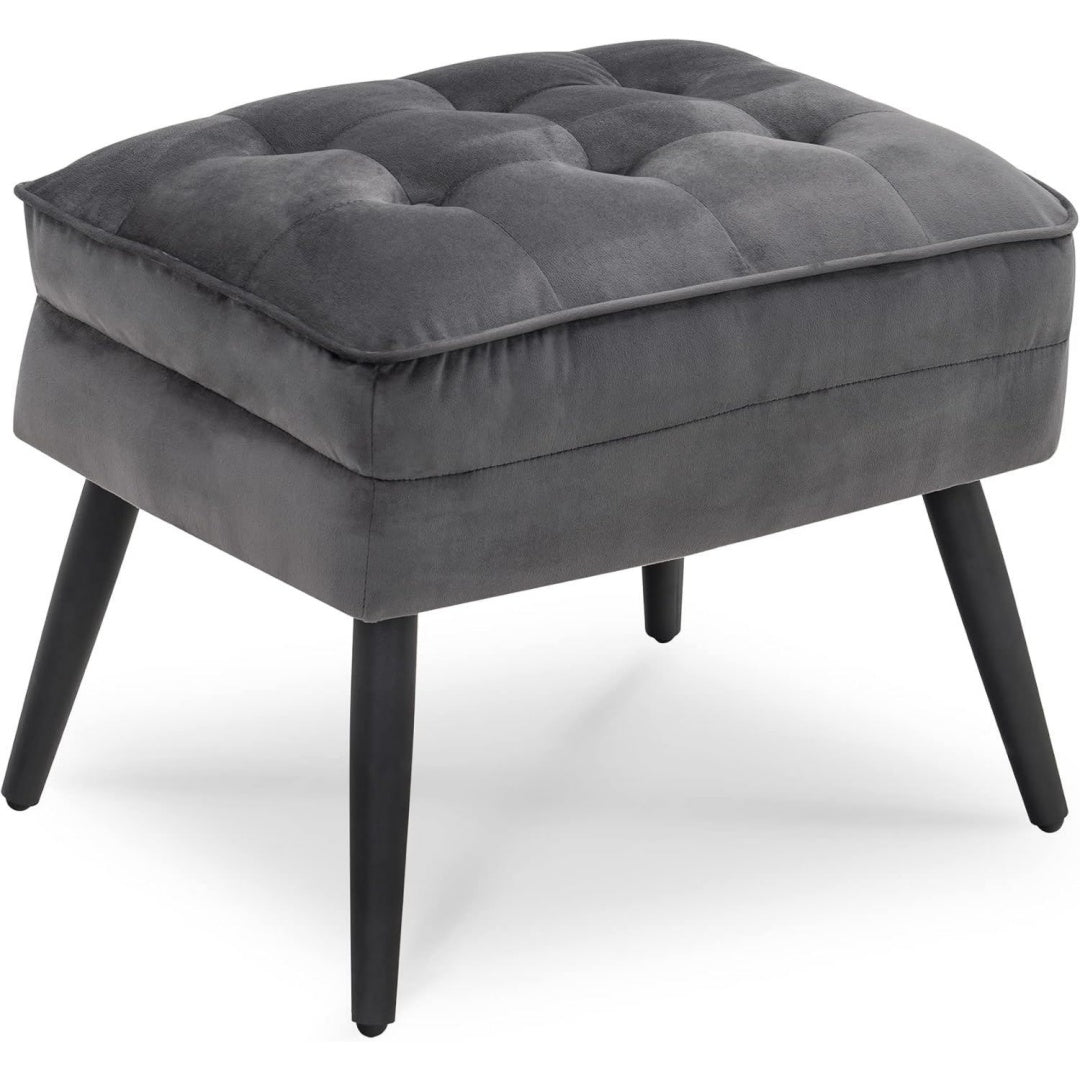 mcombo gepolsterter sitzhocker fussstuetze samtbezug ottoman schminktisch mit metallbeineneleganter hocker fuer wohnzimmer schlafzimmerquadratisch 37 40 cm 7278grau