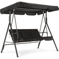 m mcombo 3-sitzer hollywoodschaukel gartenschaukel mit verstellbares sonnendach schaukelbank outdoor gartenliege wetterfest 114 x 170 x 155 cm schwarz 8003