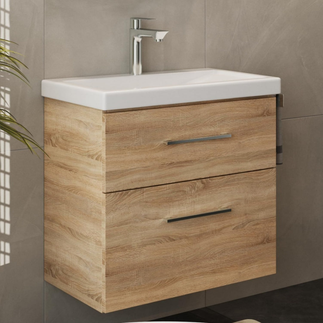 planetmoebel badmoebel set waschtisch mit unterschrank 63 x 60 x 365 cm moderner waschbeckenunterschrank fuer badezimmer gaeste bad toilette sonoma eiche