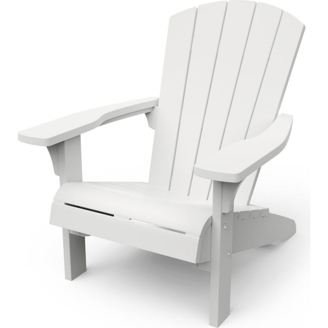troy adirondack gartenstuhl weiss wetterfest holz-look stabil bis 160 kg ergonomische sitzflaeche 81x93x965 cm